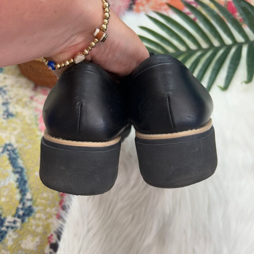Clarks Black Gray Leather Tweed Preppy Sharon Rae Lace Up Wedge Shoes Oxford 9.5 - Picture 7 of 9